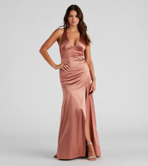Cindy Formal Satin V-Neck Long Dress