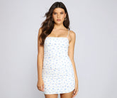 Ditsy Floral Daze Ribbed Knit Mini Dress
